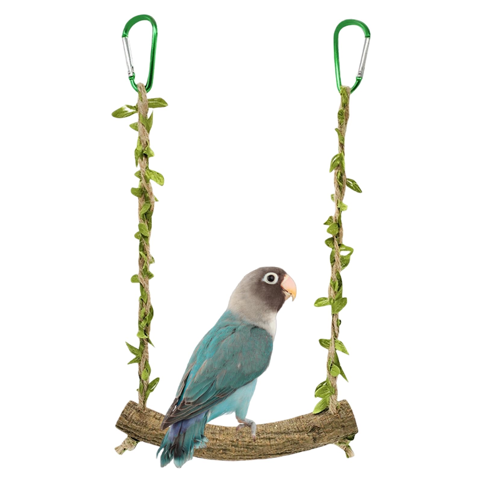 Bird Toys, Wood Bird Perches Parrot Standing Climbing Swing Toys Hanging Cage Accessories for Budgies Conures Cockatiels Parakeets Lovebirds (Natural B)