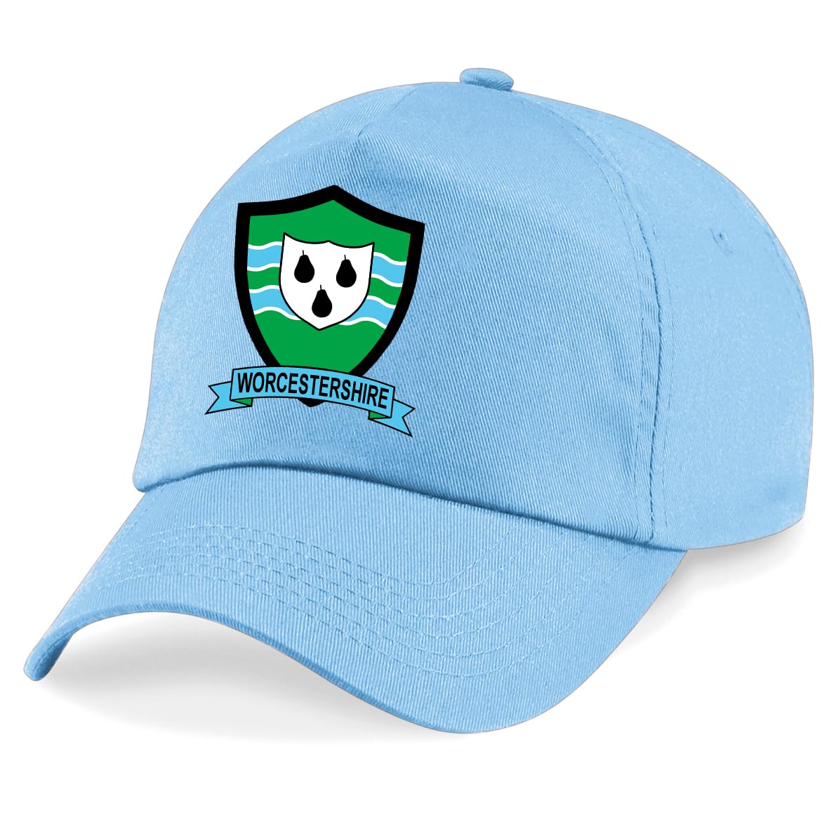 Psave Men's Sky Worcestershire County Embroidered Baseball Cap Cricket Sport Your County Embroidery (Sky)