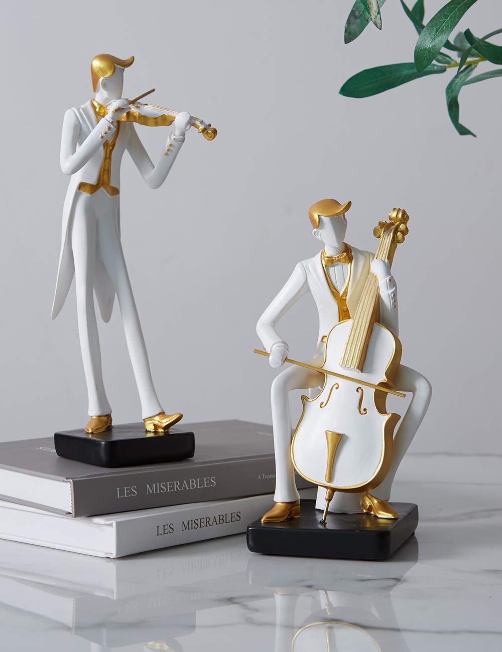 HAUCOZE Statua Musicista Oboe Scultura Figurina Moderna Decorazione Pianoforte Arte Musica Regalo per Famiglia Amici Amanti Resina 25cm