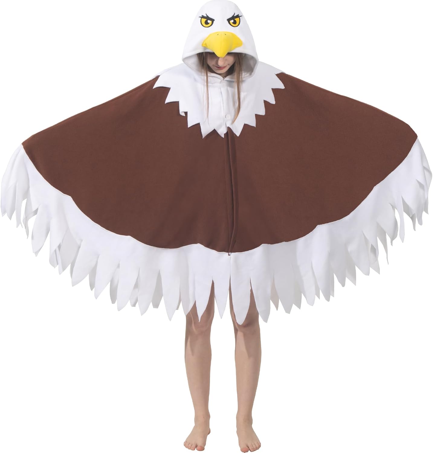 Cozy Eagle Costume - Bird Bald Eagle Cosplay Hooded Cape Halloween Independence Day Costume Gift for Women and Men