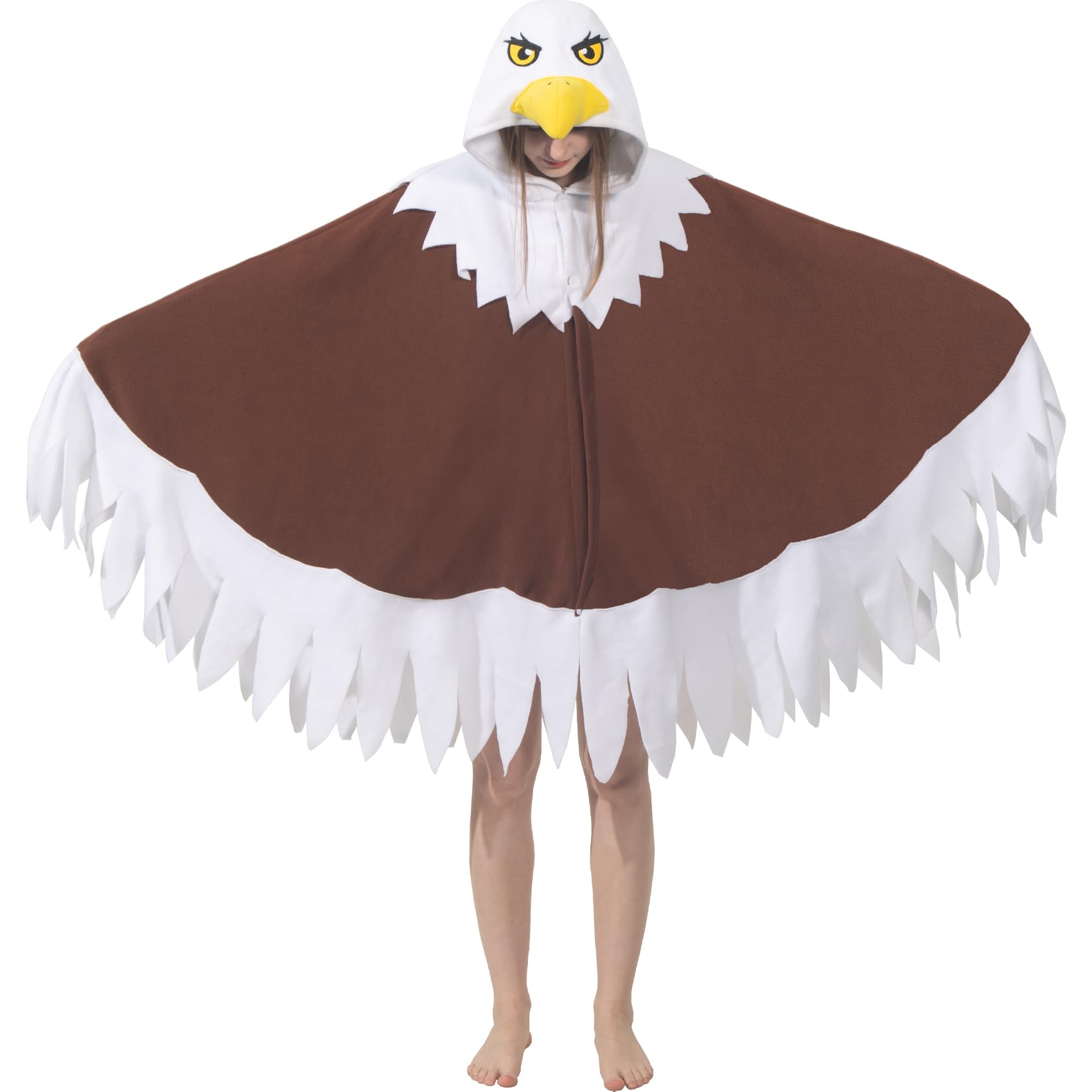 Cozy Eagle Costume - Bird Bald Eagle Cosplay Hooded Cape Halloween Independence Day Costume Gift for Women and Men