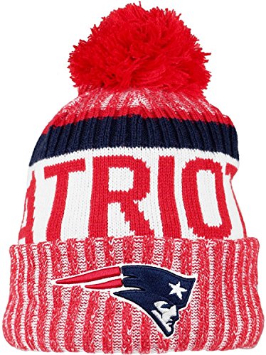 NFL New England Patriots Adult Men Cold Weather Reverse Team Sport Knit Beanie,OSFA,Red