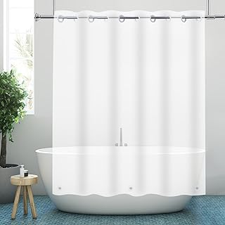 YISURE No Hook Frosted Shower Cutain Liner 84 Inches Long, Hookless PEVA Plastic Waterproof Heavy Duty Bathroom Curtain Hook Free Shower Liner, 72x84''