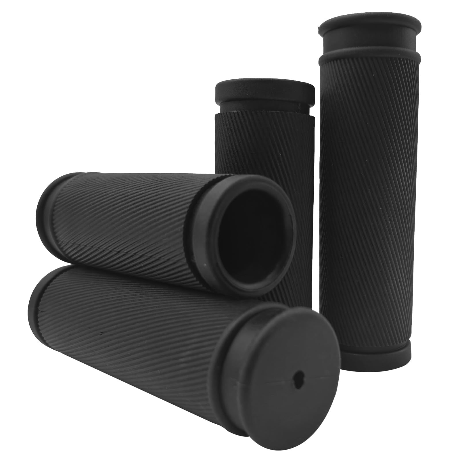 TIKBRO 4Pcs Bike Handlebar Grips, 85mm 105mm TPR Rubber Short Grips Fit Twist Shift and Revoshift, Black, Length : 85mm and 105mm - Image 3