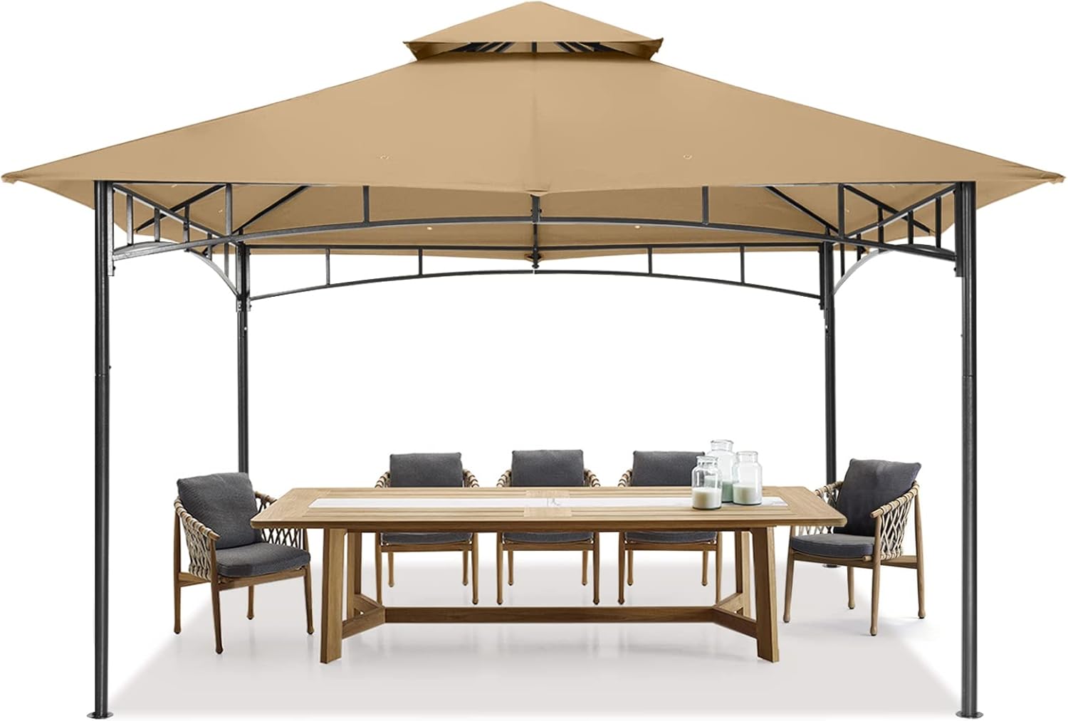 Gazebo providing shade for outdoor dining area