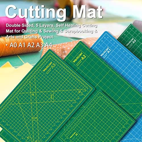 WORKLION 12" x 18" Art Self Healing PVC Cutting Mat, Double Sided, Gridded Rotary Cutting Board for Craft, Fabric, Quilting, Sewing, Scrapbooking Project