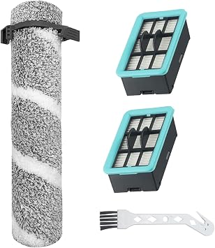 Replacement Roller Brush and Filter for Bissell 4202F, 4111A, 4157, 4111, 4109, 4088, for Bissell Crosswave Replacement Parts, 1 Roller Brush 2 HEPA Filter 1 Cleaning Brush