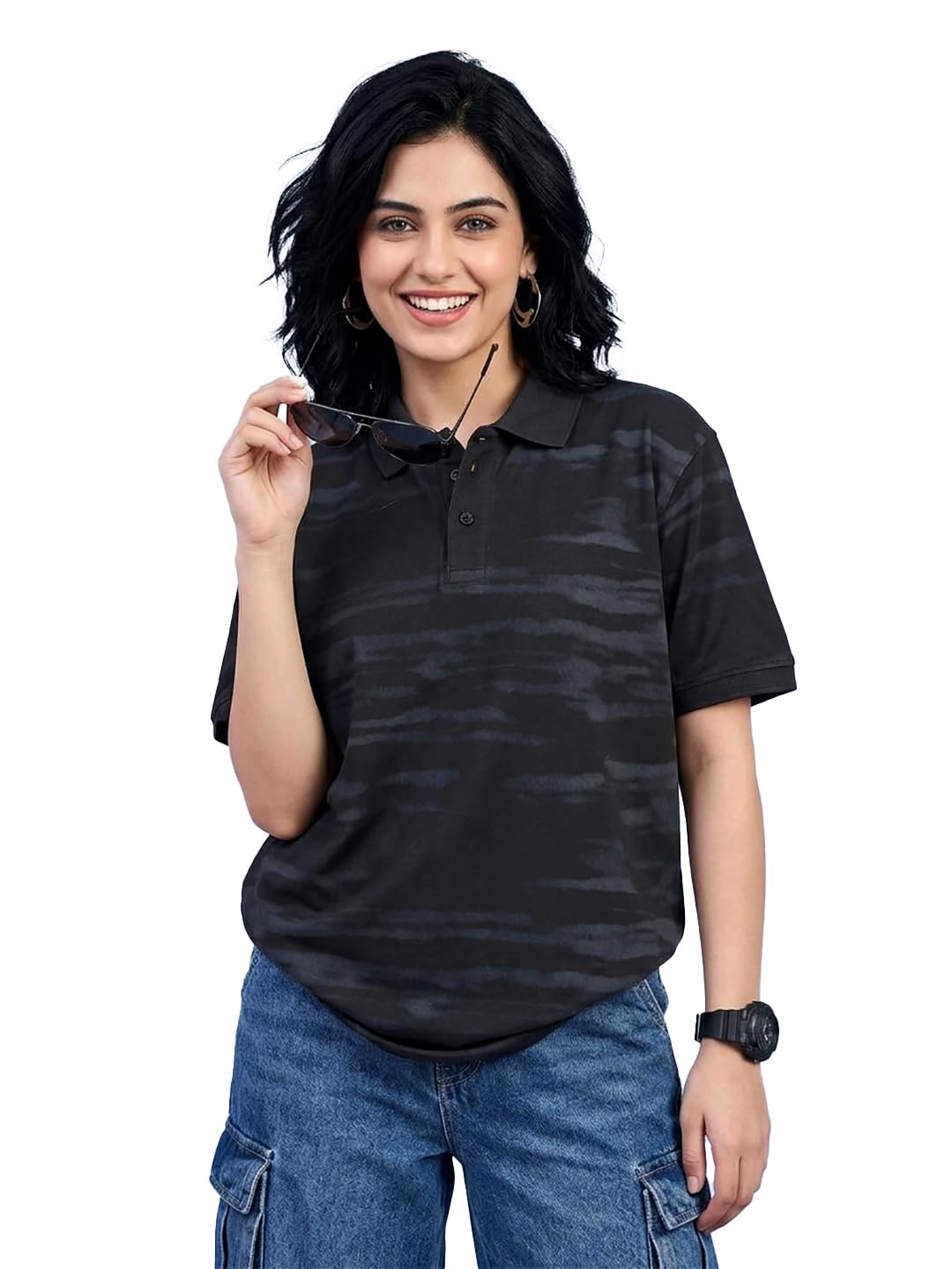 Women Printed Polo Neck Half Sleeve Tshirt-picture-11