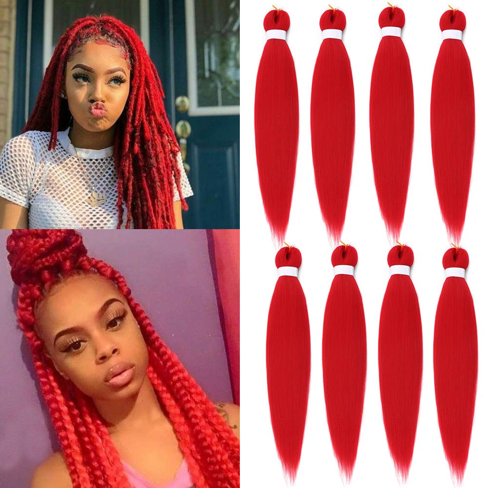 Buy Professional Red Pre Stretched Braiding Hair 8Packs 26 Inch Long