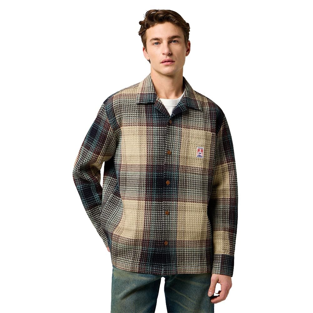 Wrangler Men's LS CJ Resort Shirt, Electric Teal, XL