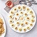 DOWAN Deviled Egg Plate, 12.75 Inches Ceramic Deviled Egg Platter with Sauce Holder, White Egg Dish, Deviled Egg Tray for 24 Eggs