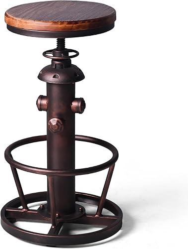 Miniatura 6 de Taburetes de bar industriales, sillas de bar giratorias vintage de 24.8 a 30.7 pulgadas de altura ajustable para encimera de cocina, taburete de