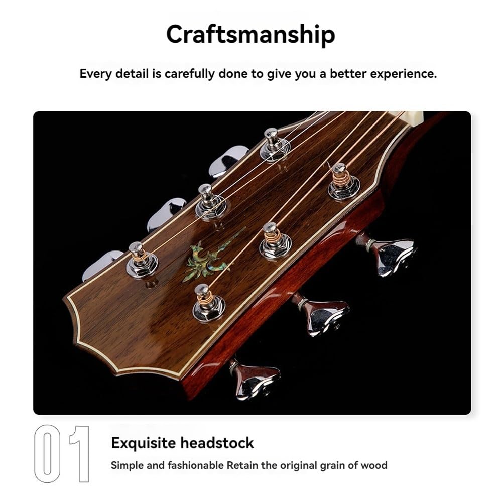 La chitarra folk ByErz da 41 pollici in abete rosso con impiallacciatura singola con design unico del modello della tastiera e superficie originale color legno è adatta for esercitarsi e suonare, prin