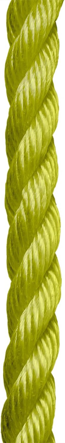 KingCord 300551 1800 in (45720 mm) x 3/4 in (19 mm) Twisted Polypropylene Rope, 1000 lbs Load Capacity, Yellow