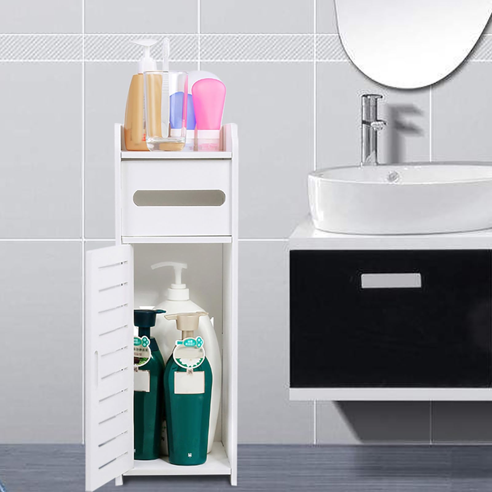 Gegong PVC bianco in legno in legno in plastica per bagno armadio da bagno mensola multiscale multi -strato saver per bagno usa la soluzione di stoccaggio della toilette organizzat