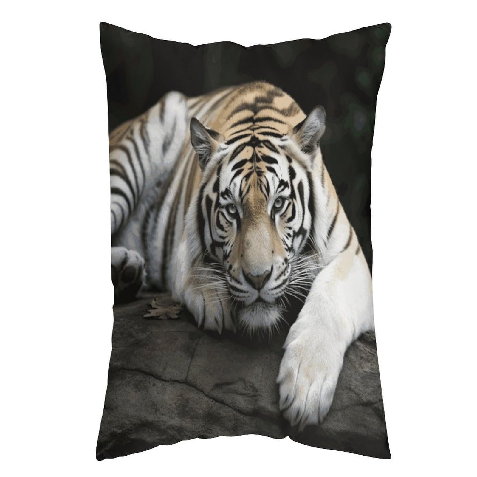 LDGSUPH Tiger Lie On Rock Pillow Cases Soft Pillowcase with Invisible Zipper Wrinkle Resistant Pillow Covers Breathable Removable Pillow Protector for Bed Sofa Car 20"x30"