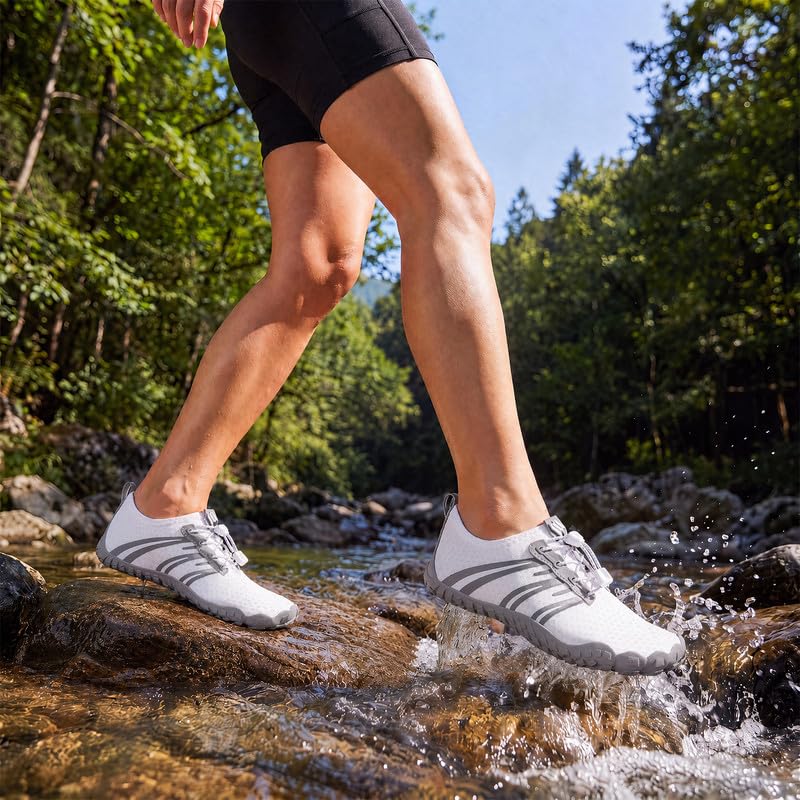 Image of Hike Barefoot Water Shoes for Women Men Footwear, Quick Dry Wide Toe Box Pro Beach Swim Athletic Sports Shoes, Non-Slip Lightweight Aqua Shoe for Pool Hiking Walking Kayaking Diving Surfing