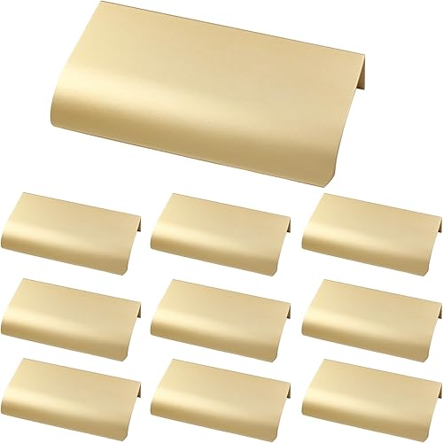Piutouyar Paquete de 10 tiradores dorados de 3.15 pulgadas para gabinetes, montaje en la parte posterior, de aluminio, manijas modernas de gabinete