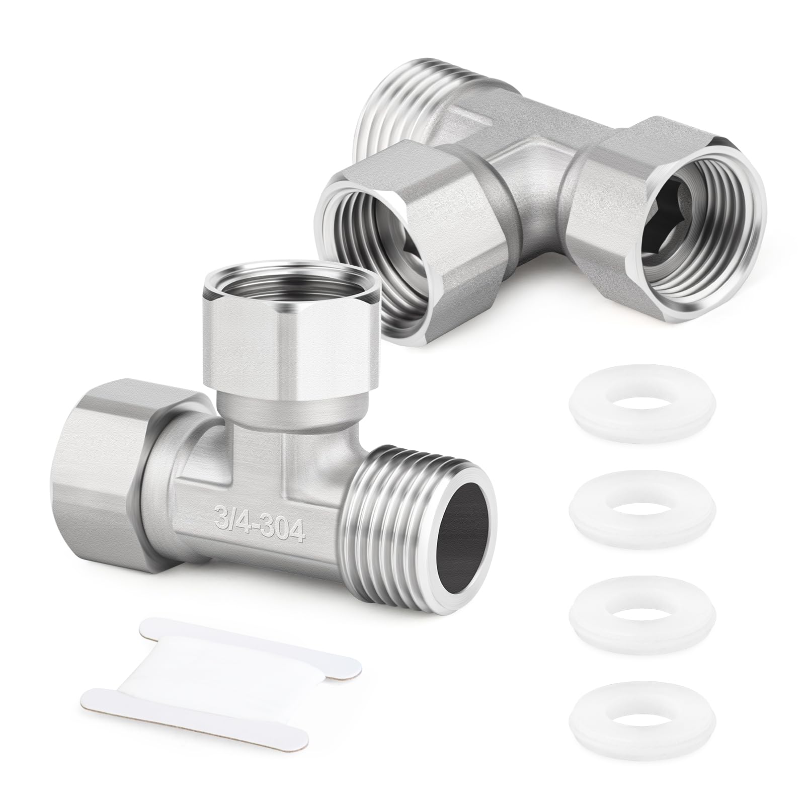 ERGAOBOY 1 piezas de conector en T flexible y móvil de 3 vías, acero inoxidable 304, 1/2" macho BSP, tuerca de unión en T para rociador, válvula angular, brazo de ducha — view 22