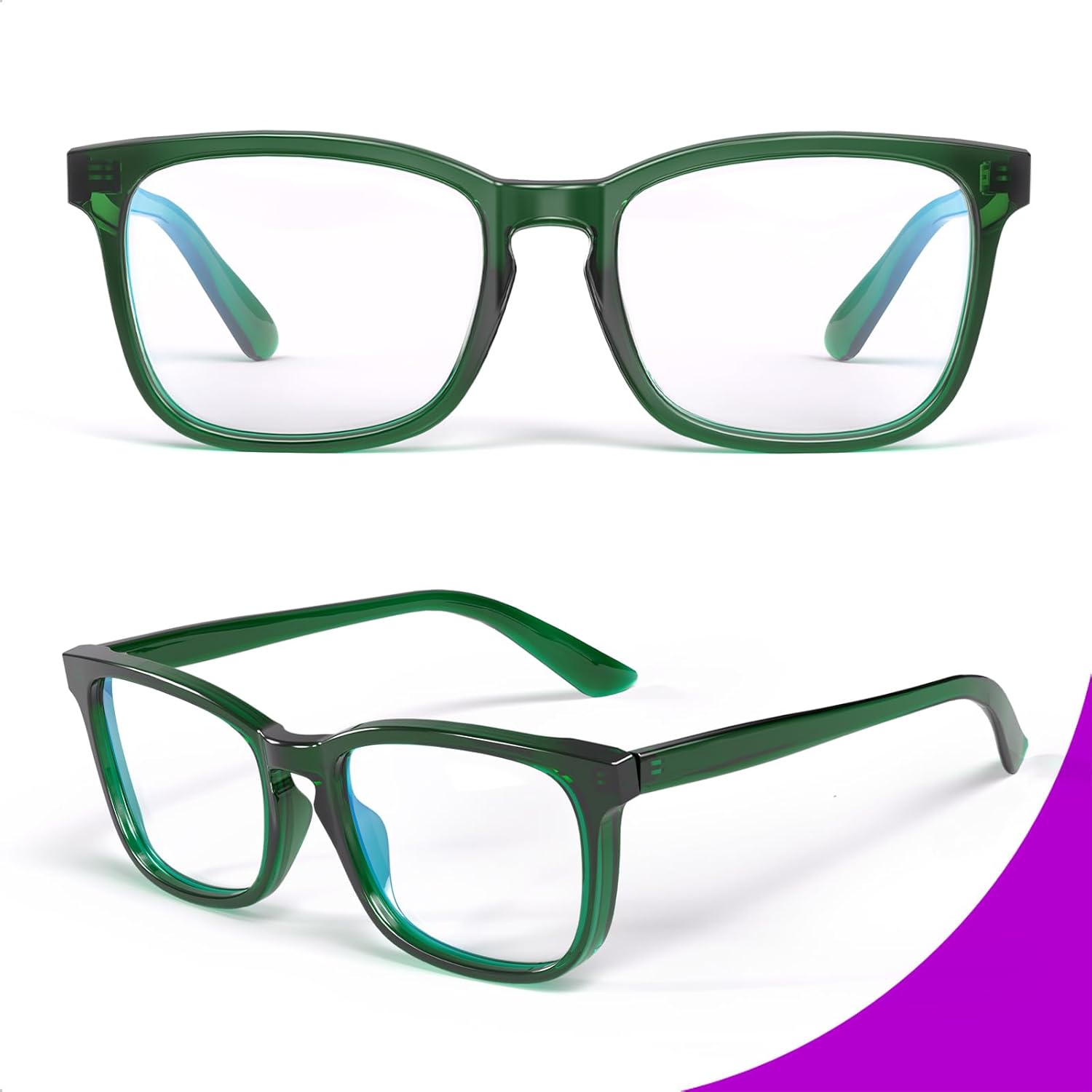 VISOONE Blue Light Blocking Glasses Square with Anti Computer Glare for Gaming Women and Men MONTANA - Image 3