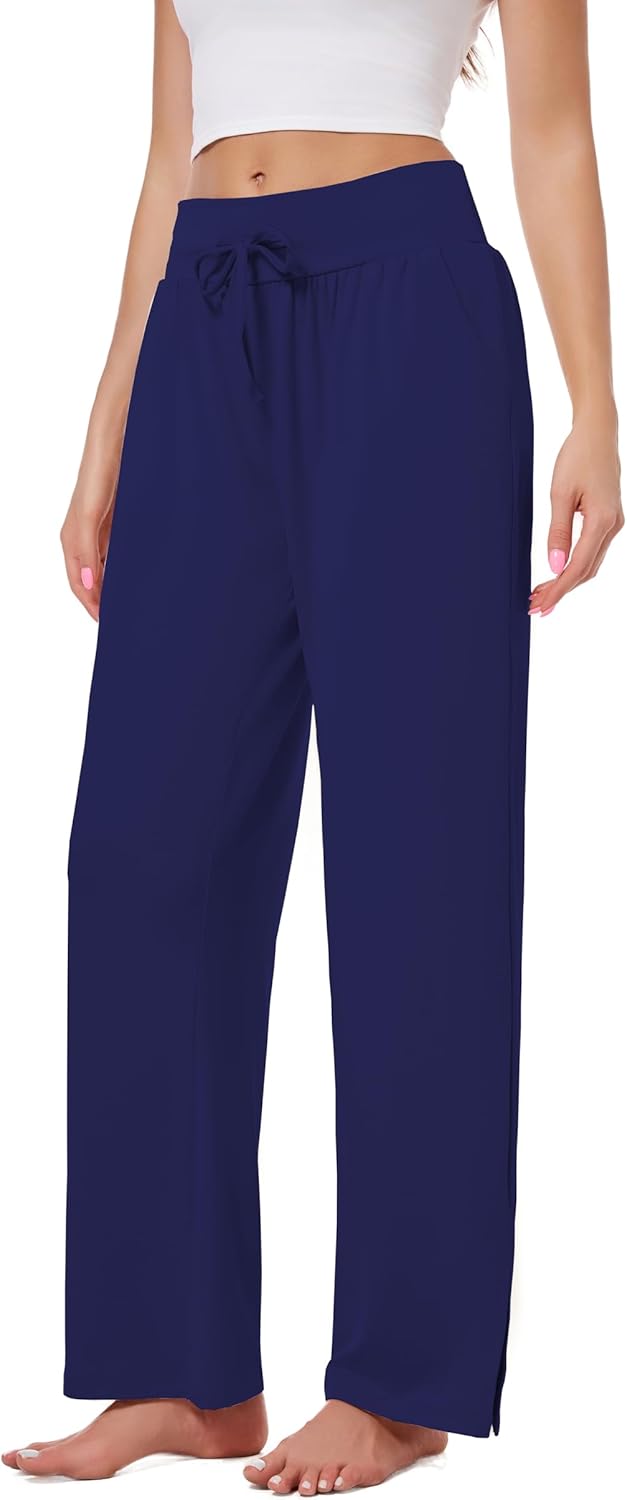 3 Pack Women's Lounge Pants Wide Leg Yoga Sweatpants with Pockets High Waisted Drawstring Lounge Loose Workout Jogger - Image 2