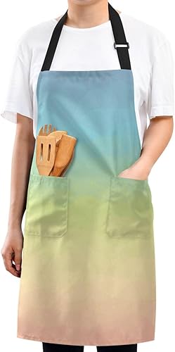 Miniatura 8 de RPLIFE Lindos animales de granja en blanco sobre verde delantales de lona con bolsillos, baberos para barbacoa, delantal impermeable, delantal de