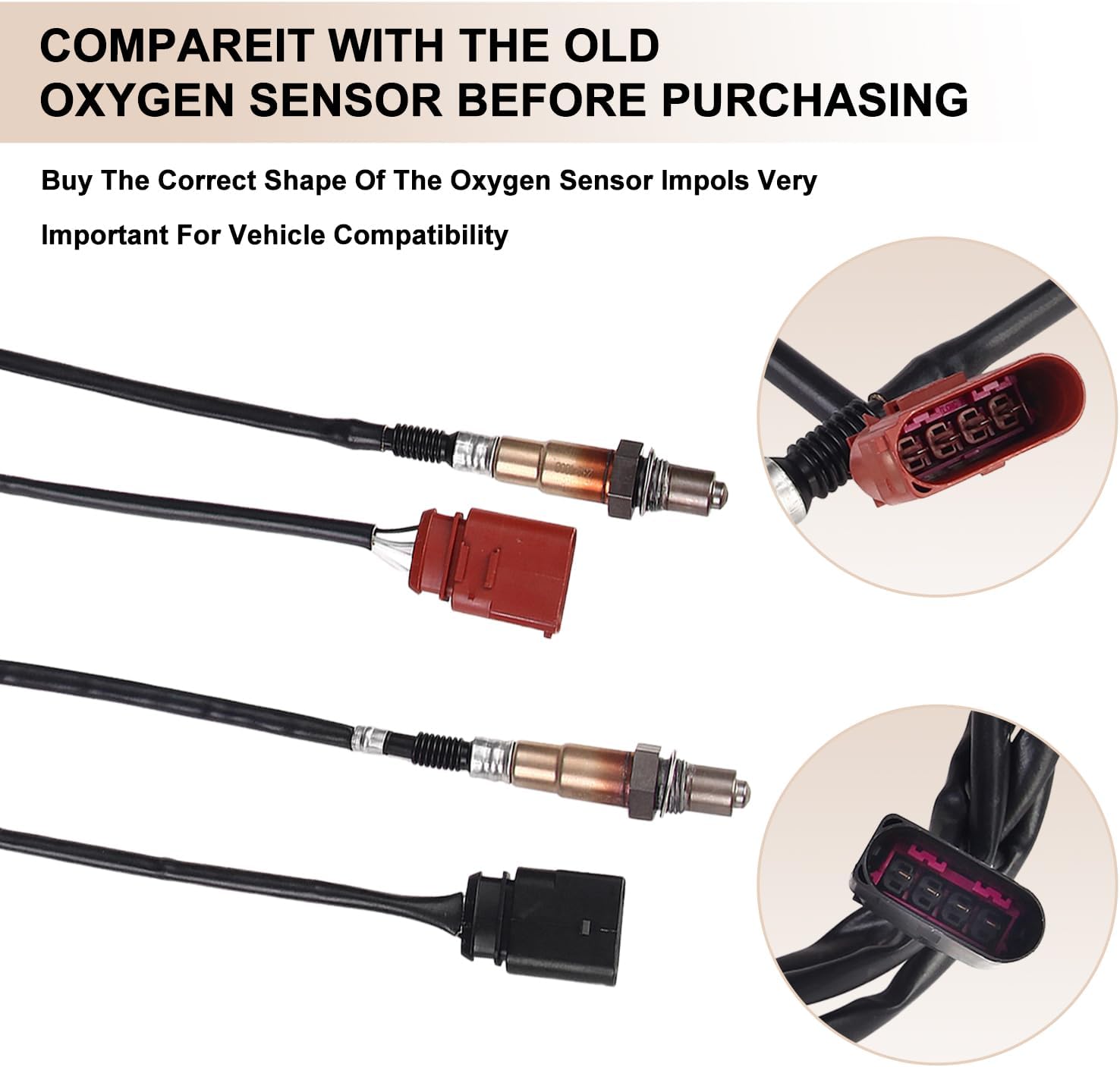 Oxygen O2 Sensor Upstream Downstream Fits for Audi TT 2001-2006, for Volkswagen Phaeton 2004-2006, Jetta 1999-2003 2005, Replace 234-4809 234-4808 2Pcs