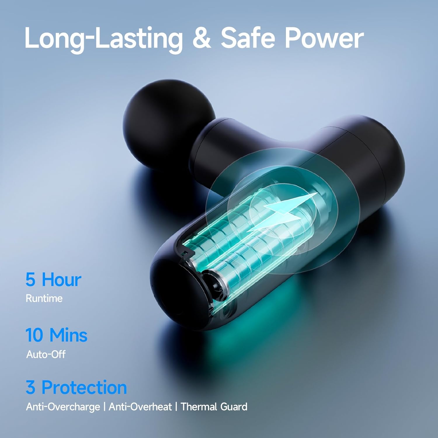 Super Mini Massage Gun Deep Tissue, Handheld Muscle Massager with 4 Heads, Percussion Travel Size Massager Gun for Back Pain Relief, Quiet for Home, Gym, Office, Perfect for Men & Women, Black - Image 4