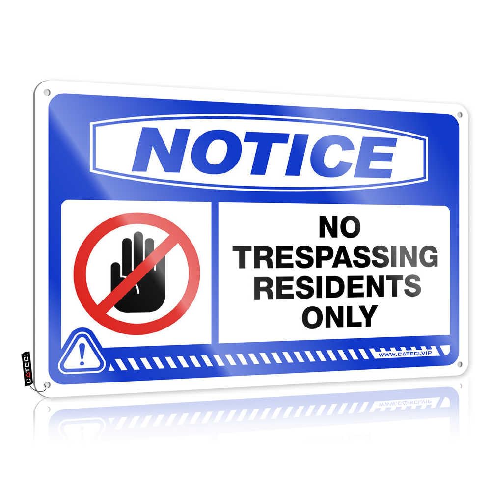 IBWNBBUSN Garage Accessories For Man Cave Notice No Trespassing Residents Only Tin Sign Tin Sign Metal Funny Patio Decor(30X40CM)