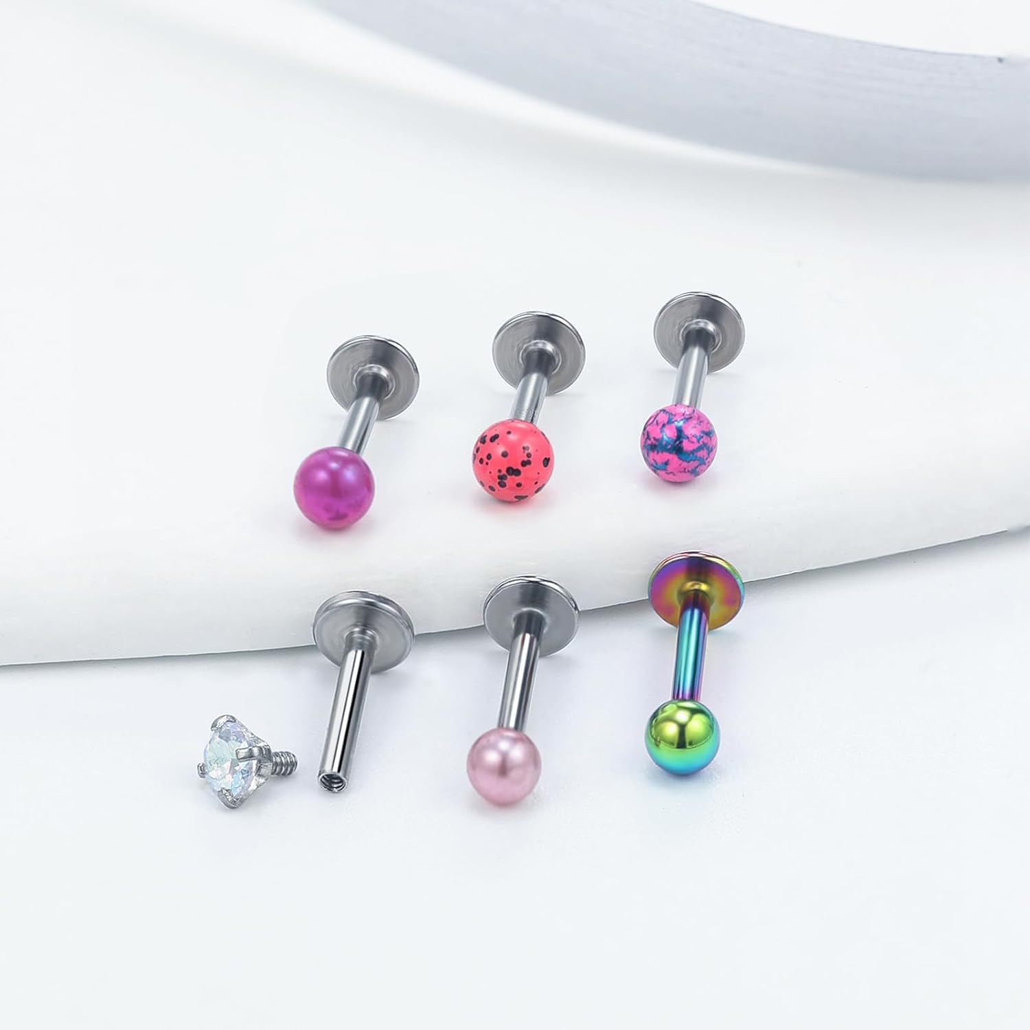 Vsnnsns 48PCS 16G Lip Rings Stainless Steel Tragus Helix Conch Piercing Jewelry Snake Bite Piercing Monroe Lip Rings Labret Medusa Cartilage Lobe Earrings Studs Piercing Jewelry 6MM 8MM 10MM Silver - Image 4