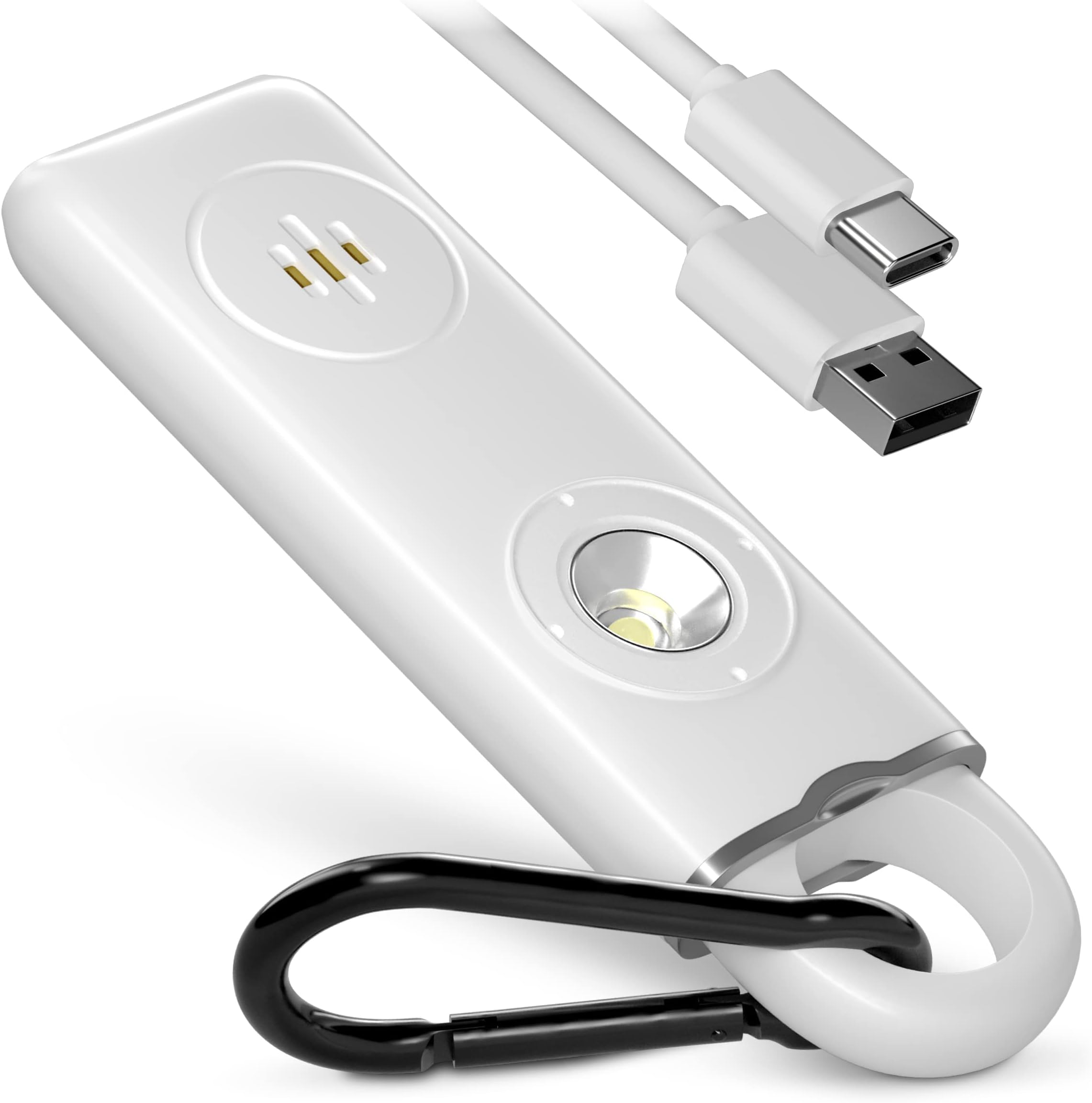 SYOSI Personal Alarm Keychain for Women Safety Protection, USB Rechargeable 130 dB Self Defense Siren Sound Whistle with LED Light, Emergency Security Alert Pull Pin Key Chain for Kids Elderly