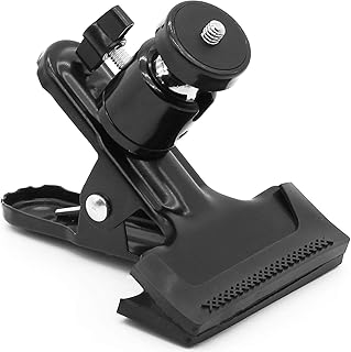 Camera Spring Clamp, Tripod Camera Mount Clip with 360 Degree Swivel Mini Ball Head & 1/4" Screw, Metal Flash Reflector Holder for Studio Backdrop Camera DSLR, Digital DSLR, Video Camera, Photoshoot Studio