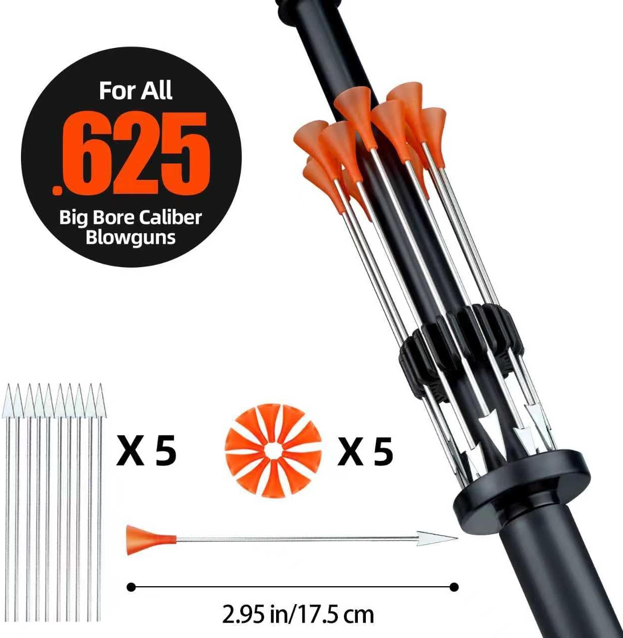 50PCS .625 Caliber Blow Razor Darts for All .625 Big Bore Caliber Blowguns, Razor Darts for Practice, Birds, Rats, and Small Prey
