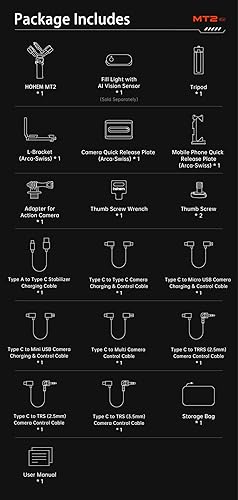 Miniatura 8 de Hohem iSteady MT2 Kit estabilizador de cámara con rastreador AIluz de llenado magnética, estabilizador cardán de 3 ejes todo en uno para cámara sin