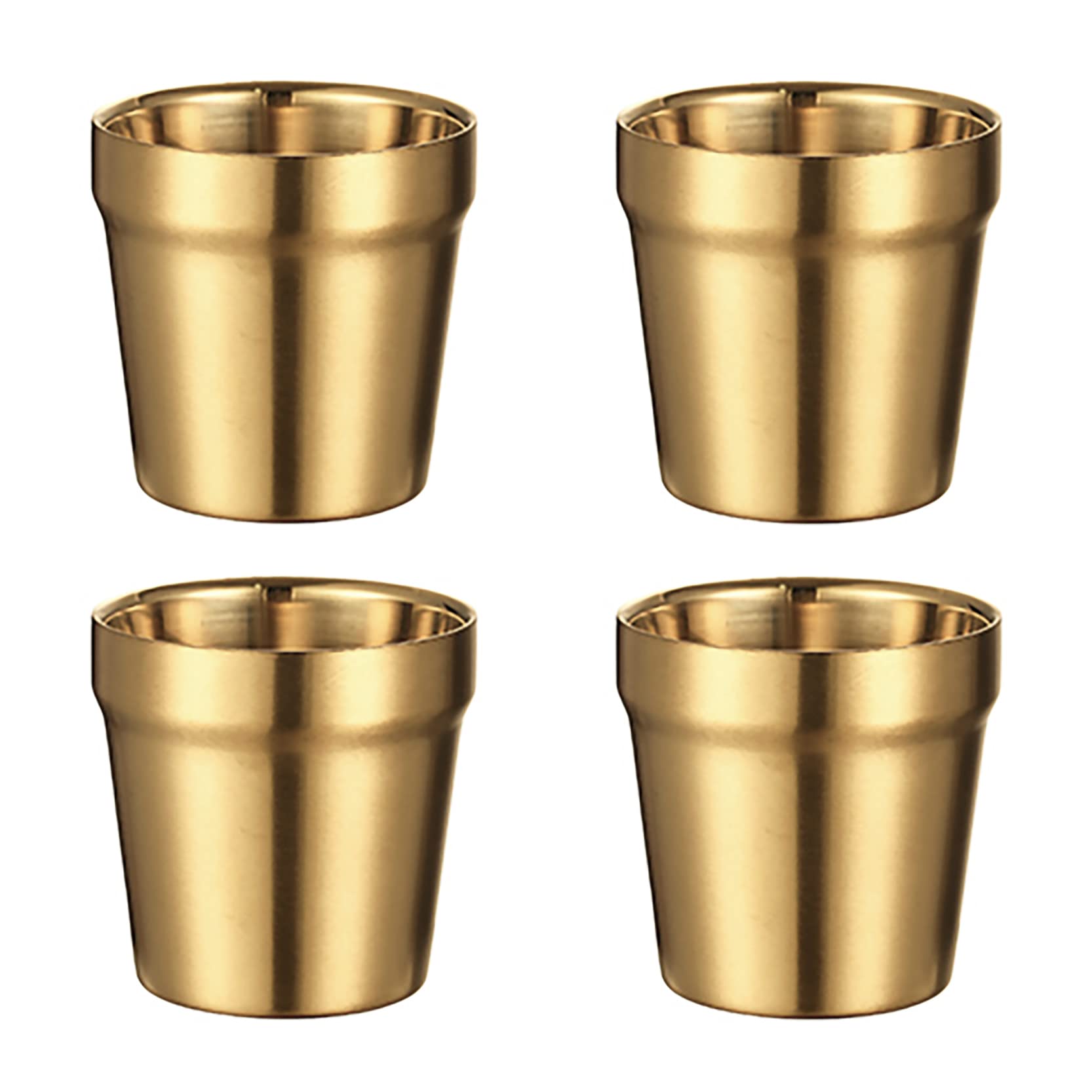 UPTALY 4 pcs Stainless Steel Cups (6 oz, Small Gold Type B), Unbreakable Camping Mugs (2.87'' x 2.87''), Small Espresso Cup, Double Walled Latte Mugs, Shot Cups, Tumbler, Thicken Coffee Cups
