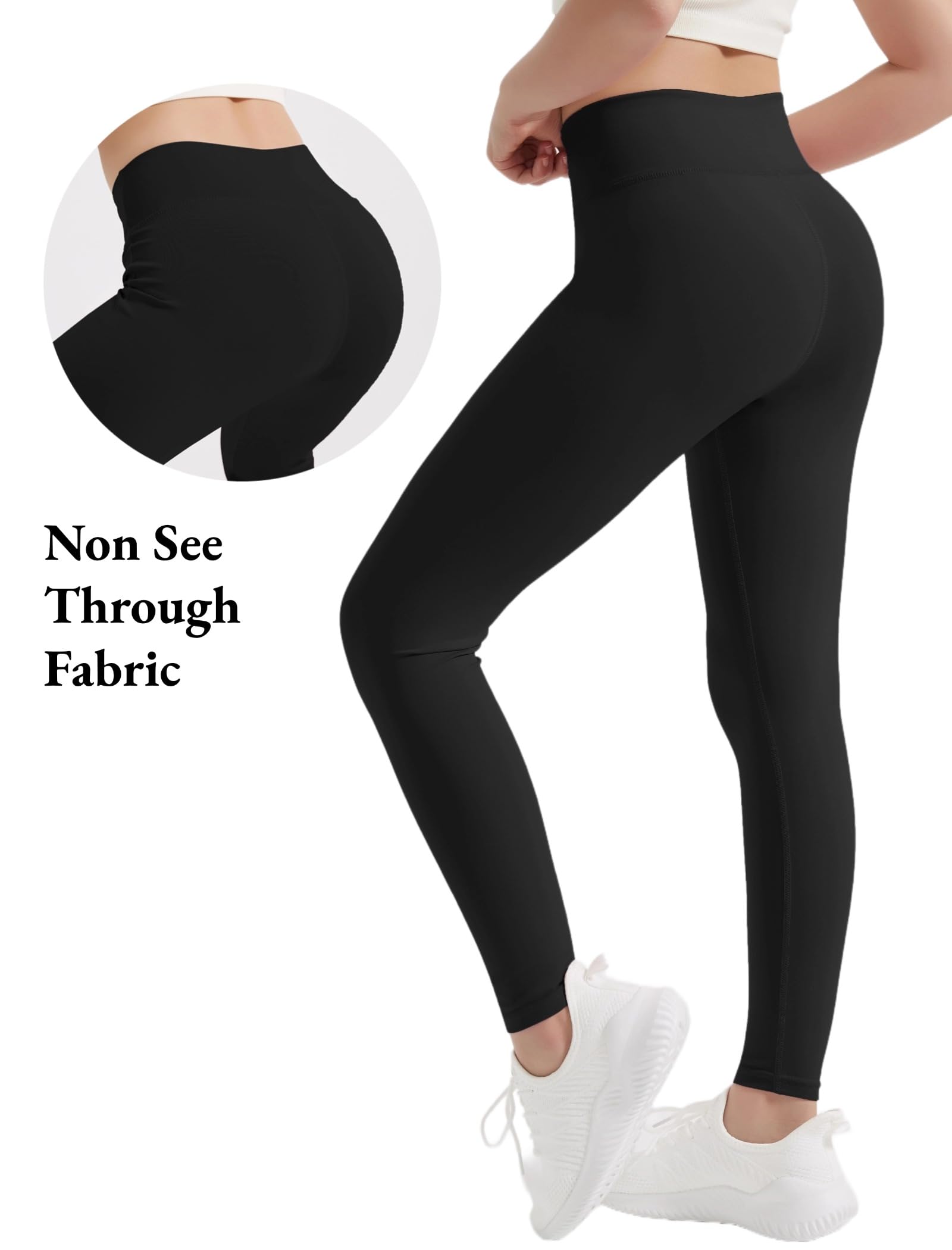 EXARUS Confezione da 4 leggings per ragazze e adolescenti, pantaloni da yoga incrociati a V in vita alla caviglia/lunghezza intera a vita alta per sport casual