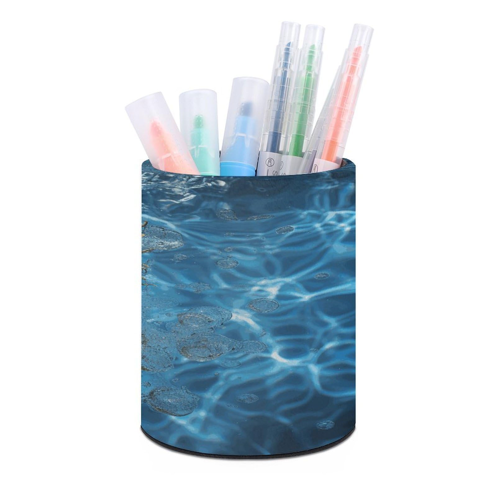 LDGSUPH Pineapple in The Pool Round Pen Holder Leather Pen Cup Pencil Cup Pen Organizer Pencil Holder for Desk Organizer Pencil Organizers Makeup Brush Holders for Home Office Gift