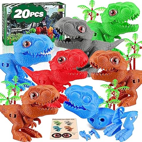 60PCS Dinosaur Toys Party Favors for Kids 4-8 Years Old, Bulk Assembly Dino Toys for Classroom Treasure Box, Easter Goodie Bags Stuffers Birthday Gifts Carnival Prizes, Pinata Fillers for Kids Cover