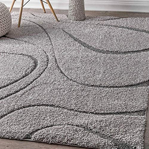 Image of Modern Shaggy Carpet (Grey, Polypropylene, 3x5 Feet)