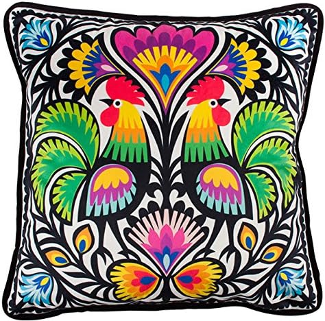 Polish Folk Art Accent Pillow Cover (Rooster Folk)