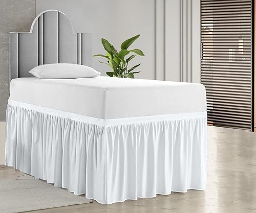 Falda de cama de calidad de hotel de 800 hilos, 100% algodón con volantes, tamaño 46 pulgadas, suave, extra larga, elástica, para dormitorio, falda