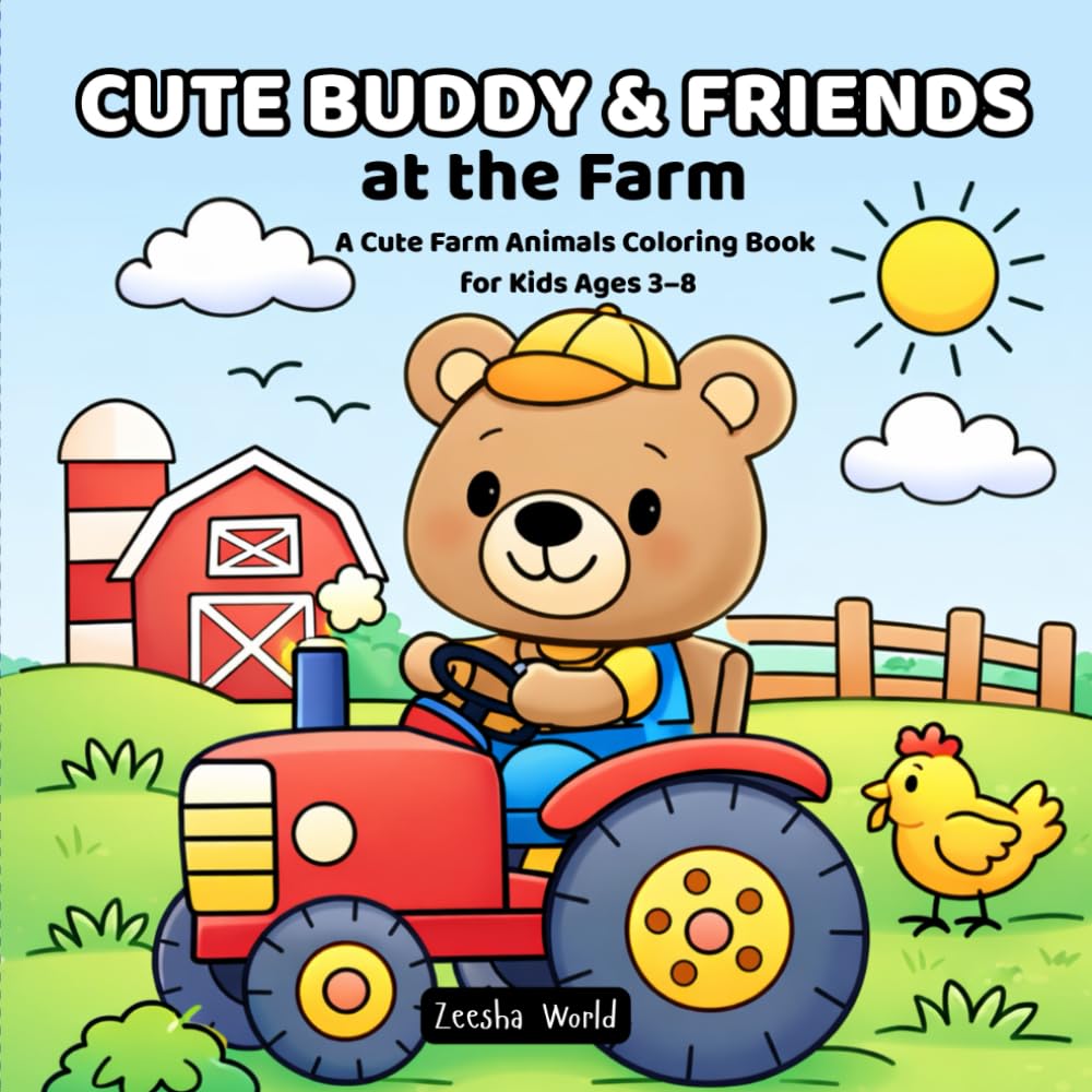 Cute Buddy & Friends at the Farm: A Cute Farm Animals Coloring Book for Kids Ages 3–8 (Cute Buddy & Friends Coloring Series)