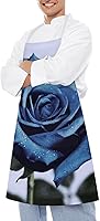 Vista 4 de MUSM Blue Rose Blooms Apron，Classic Vintage Funny with Pockets Aprons,Adjustable Bib Waterdrop Resistant for Kitchen Cooking Restaurant BBQ Painting