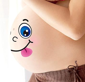 Photo Booth Props for Pregnant Woman,Expectant Mothers Baring Belly Bump Paster Pregnancy Facial Expressions Sticker Unborn Baby Photographying Props (Type C)