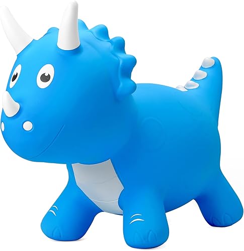 PlayZap Tolva de dinosaurio para niños pequeños, tolva de dinosaurio, paseo en dinosaurio triceratops Hopper Hopping Horse Toy con bomba para niños,