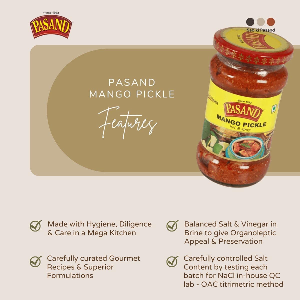 PASAND Mango Pickle 200g | Aam Ka Achar | Kachhi Keri Nu Athanu | Traditional Rajapuri Mango Pickle | Tangy & Spicy Homemade Style Pickle 3