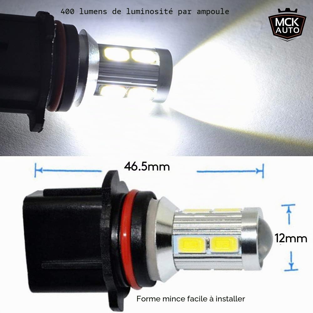 Canbus P13W LED Feux de jour DRL Blanc Très lumineux sans erreur Compatible avec A4 B8 Q5 CX-5 - EA3R1 - Transformez votre conduite [Classe énergétique A+++]