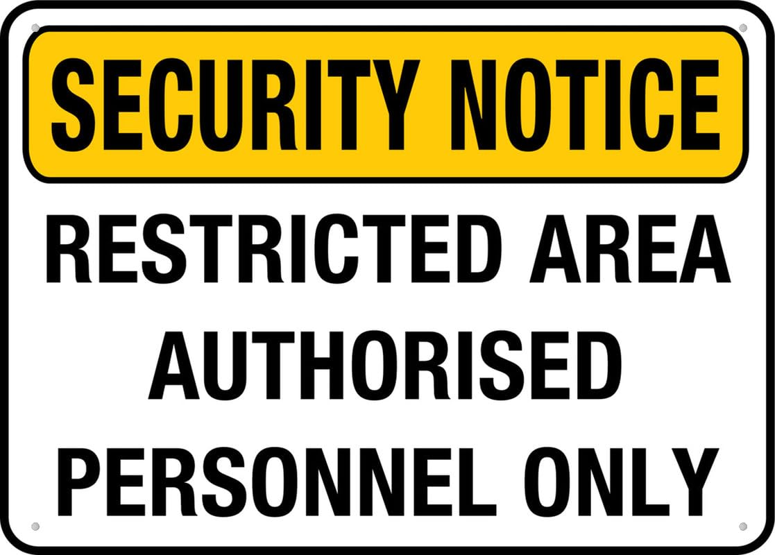 Security Notice Restricted Area Authorized Personnel Only Aluminum Metal Sign 12"x8" UV Ink Printed For Home/Business Use