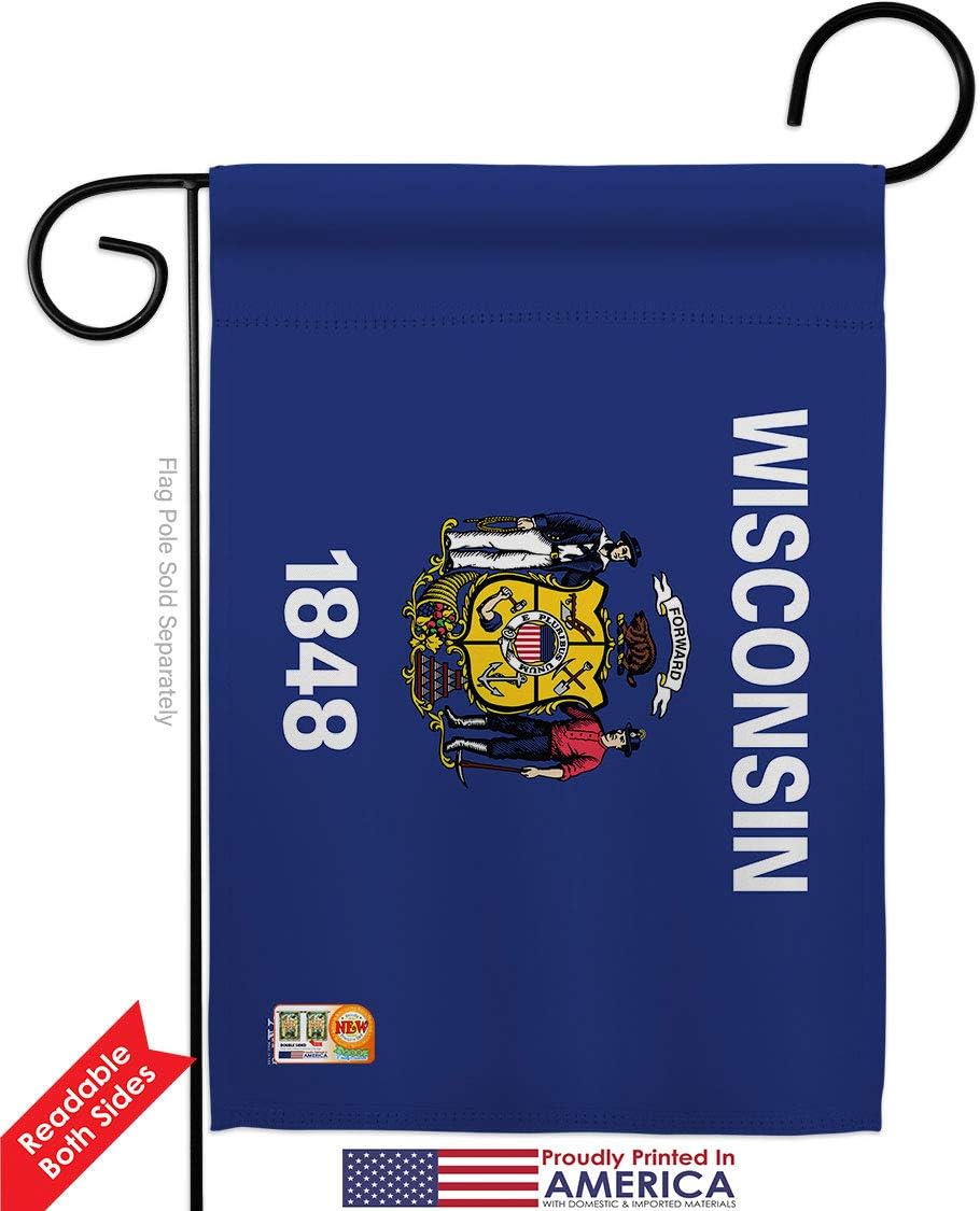 Wisconsin Garden House Flags Set Americana States USA American Territories Republic Country Particular Area Small Decorative Gift Yard Banner Double-Sided Made In 28 X 40