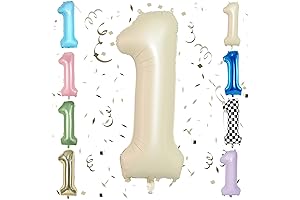 Cream Large Self Inflating Beige 40 Inch Number 1 Balloon